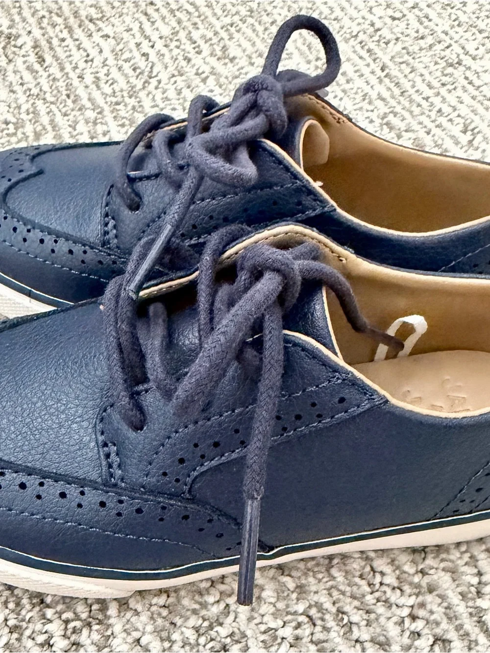 Janie and Jack Navy Brogue Lace-Up Shoes size 10c